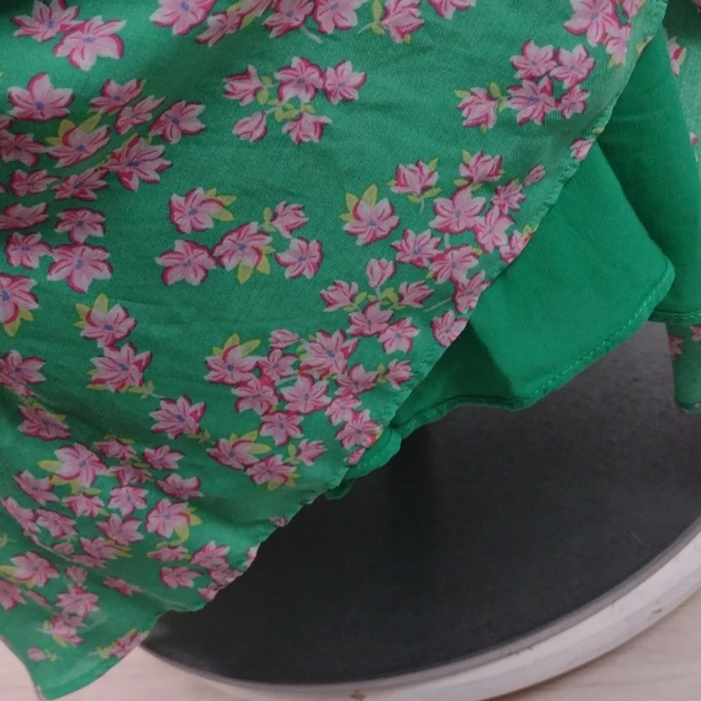 Draper James Green Pink Floral Wrap Dress, Size XXL - Picture 8 of 8